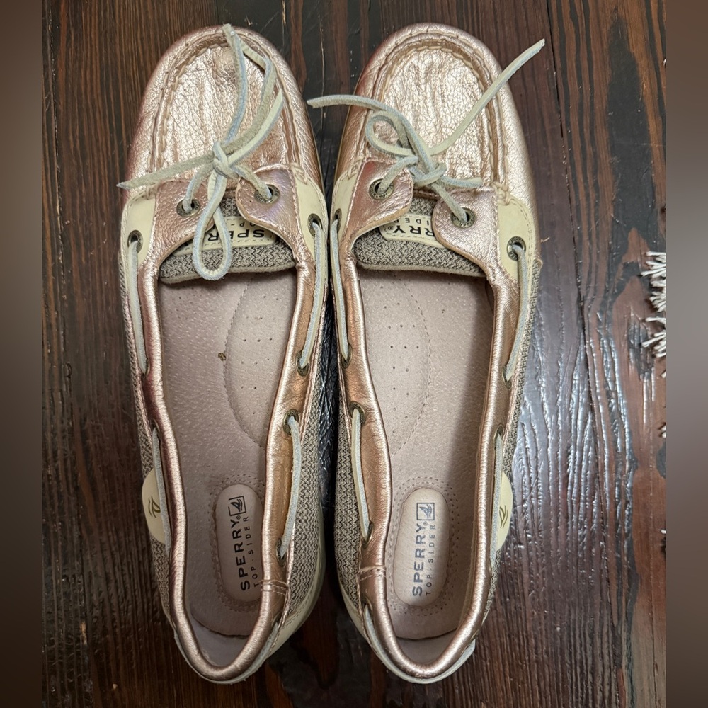 Sperry Metallic Rose Gold Boat Shoes